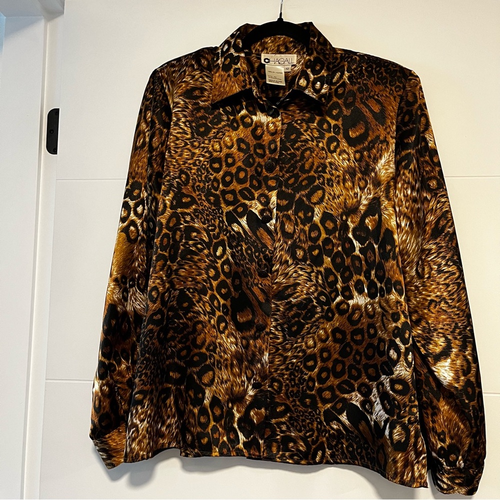 Chagall | Vintage Silky Leopard Print Button Up